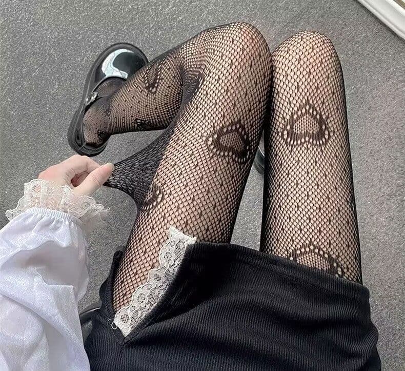 image-Love Jacquard Mesh Stockings Pantyhose