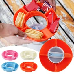 image-Silicone Snack For Cup 40 Oz Reusable Snack Container 4 Compartment Snack Platters Cup Snack Bowl Cup Holder Food Tray
