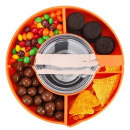 image-Silicone Snack For Cup 40 Oz Reusable Snack Container 4 Compartment Snack Platters Cup Snack Bowl Cup Holder Food Tray