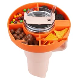 image-Silicone Snack For Cup 40 Oz Reusable Snack Container 4 Compartment Snack Platters Cup Snack Bowl Cup Holder Food Tray