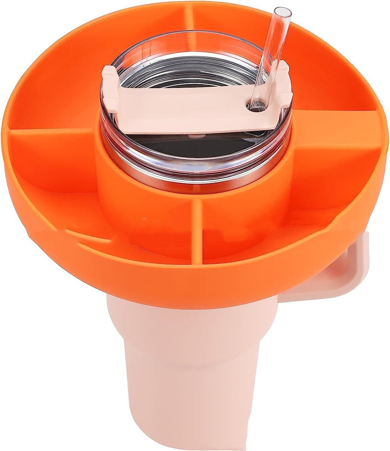 image-Silicone Snack For Cup 40 Oz Reusable Snack Container 4 Compartment Snack Platters Cup Snack Bowl Cup Holder Food Tray