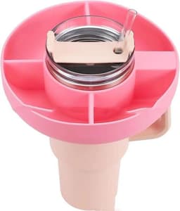 image-Silicone Snack For Cup 40 Oz Reusable Snack Container 4 Compartment Snack Platters Cup Snack Bowl Cup Holder Food Tray