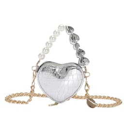 image-Mini Love-shape Pearls Handbag Fashion Cute Chain Lipstick Bag Women's Bright Candy Color Shoulder Messenger Bag