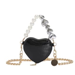 image-Mini Love-shape Pearls Handbag Fashion Cute Chain Lipstick Bag Women's Bright Candy Color Shoulder Messenger Bag