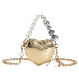 image-Mini Love-shape Pearls Handbag Fashion Cute Chain Lipstick Bag Women's Bright Candy Color Shoulder Messenger Bag