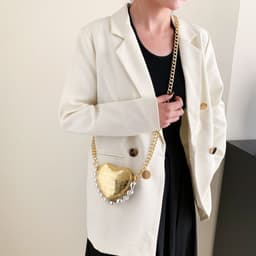 image-Mini Love-shape Pearls Handbag Fashion Cute Chain Lipstick Bag Women's Bright Candy Color Shoulder Messenger Bag