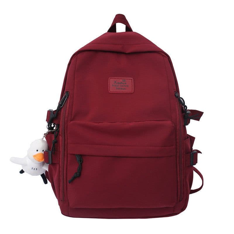 image-School Season New Fashion Backpack Fresh Middle School Students Korean Casual Solid Color Backpack
