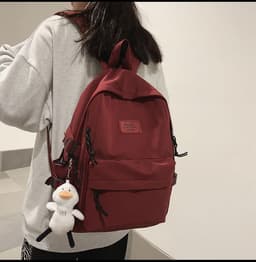 image-School Season New Fashion Backpack Fresh Middle School Students Korean Casual Solid Color Backpack