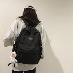 image-School Season New Fashion Backpack Fresh Middle School Students Korean Casual Solid Color Backpack
