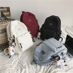 image-School Season New Fashion Backpack Fresh Middle School Students Korean Casual Solid Color Backpack