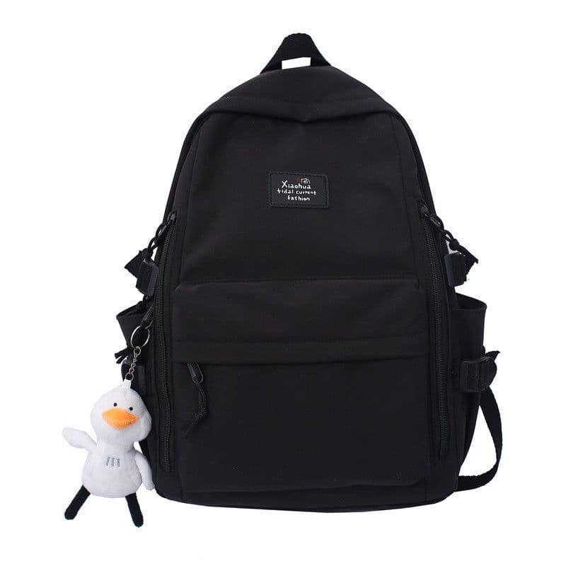 image-School Season New Fashion Backpack Fresh Middle School Students Korean Casual Solid Color Backpack