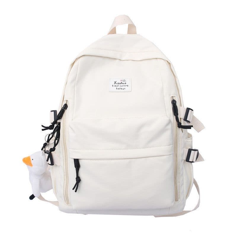 image-School Season New Fashion Backpack Fresh Middle School Students Korean Casual Solid Color Backpack