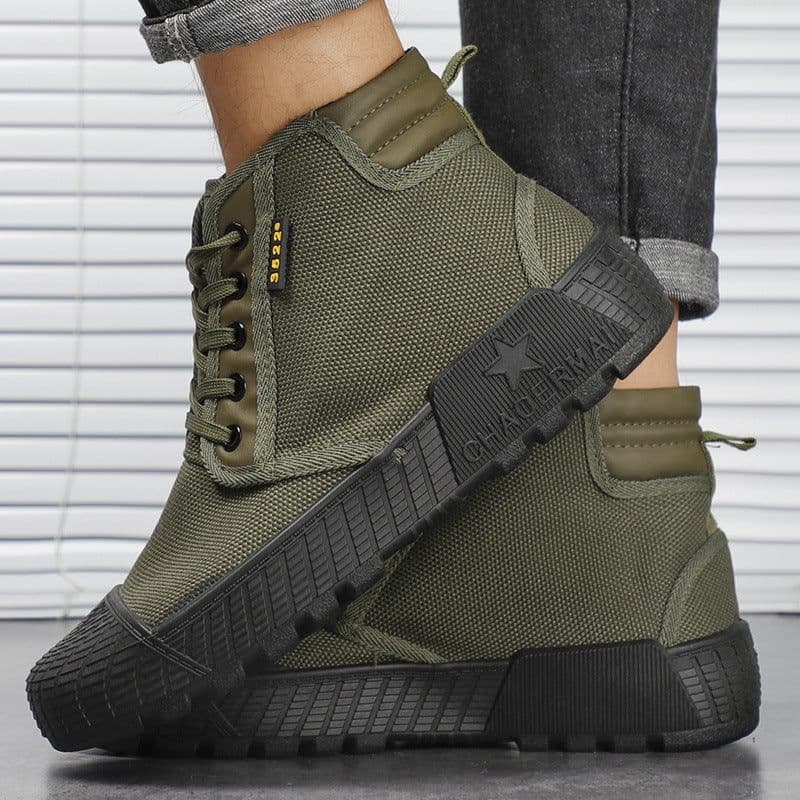 image-Construction Site Wear-resistant Non-slip High Top Canvas Breathable Shoes