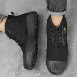 image-Construction Site Wear-resistant Non-slip High Top Canvas Breathable Shoes