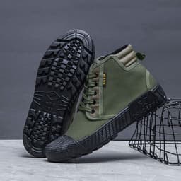 image-Construction Site Wear-resistant Non-slip High Top Canvas Breathable Shoes