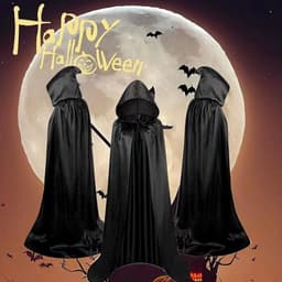 image-Halloween Cloak Costumes Wizard Cloak For Children Hooded Capes Mantle Black Party Decoration