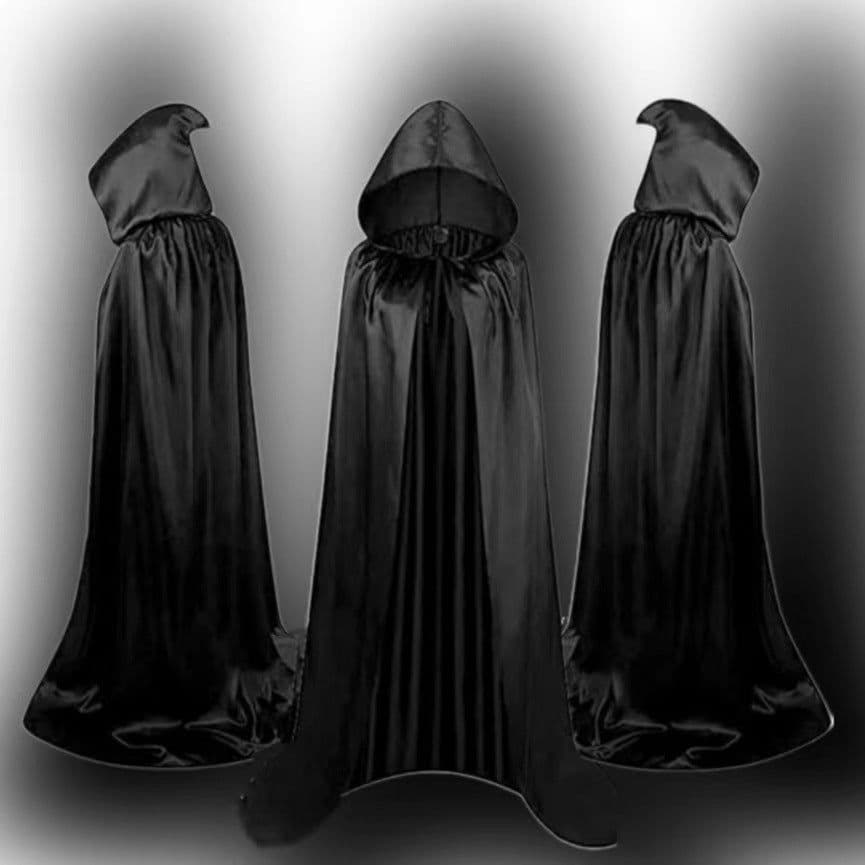 image-Halloween Cloak Costumes Wizard Cloak For Children Hooded Capes Mantle Black Party Decoration