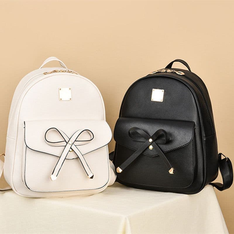 image-Women's Fashion Simple Large Capacity Korean Style Bow Backpack
