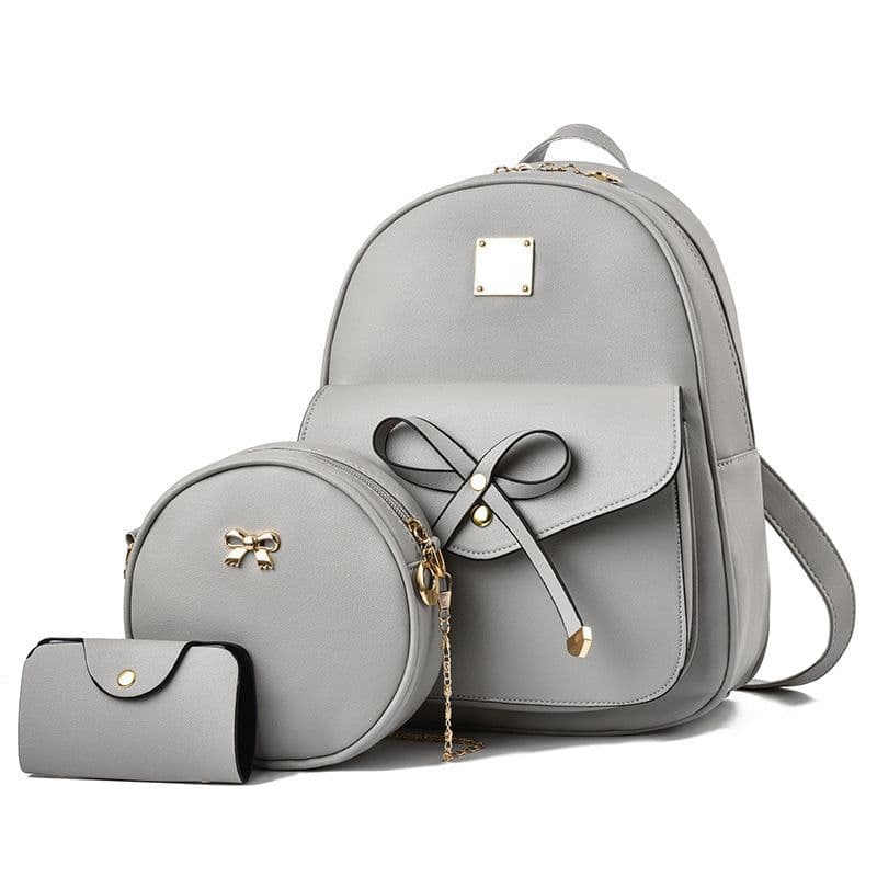 image-Women's Fashion Simple Large Capacity Korean Style Bow Backpack