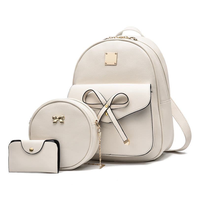 image-Women's Fashion Simple Large Capacity Korean Style Bow Backpack