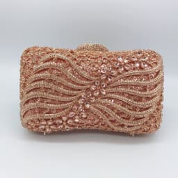image-Bow Ribbon Diamond Evening Bag Hollow Rhinestone Banquet European And American Clutch