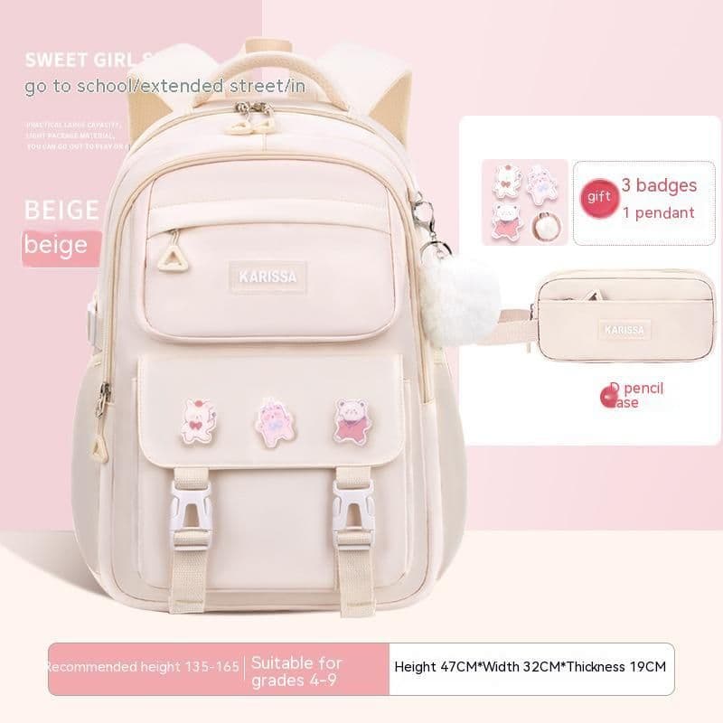 image-Girls' Waterproof Backpack Wear-resistant Large Capacity