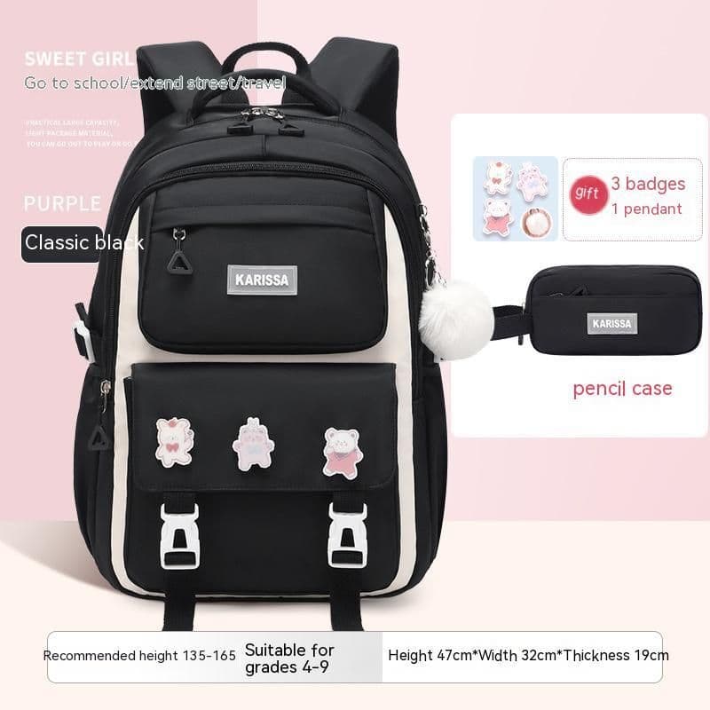 image-Girls' Waterproof Backpack Wear-resistant Large Capacity