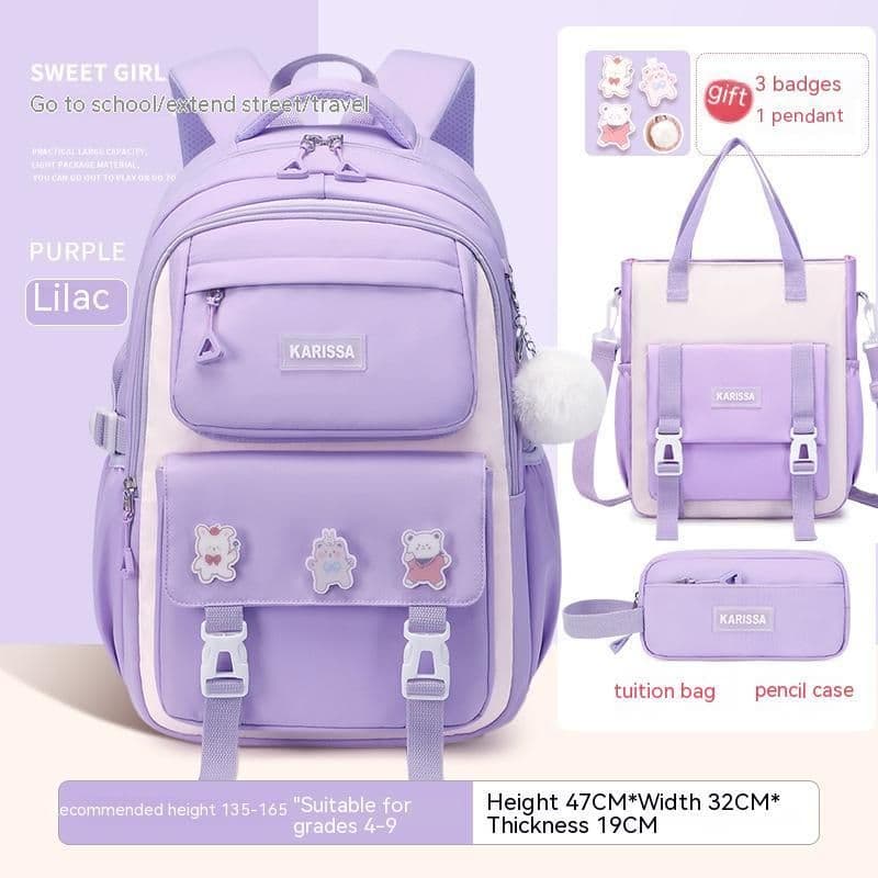image-Girls' Waterproof Backpack Wear-resistant Large Capacity