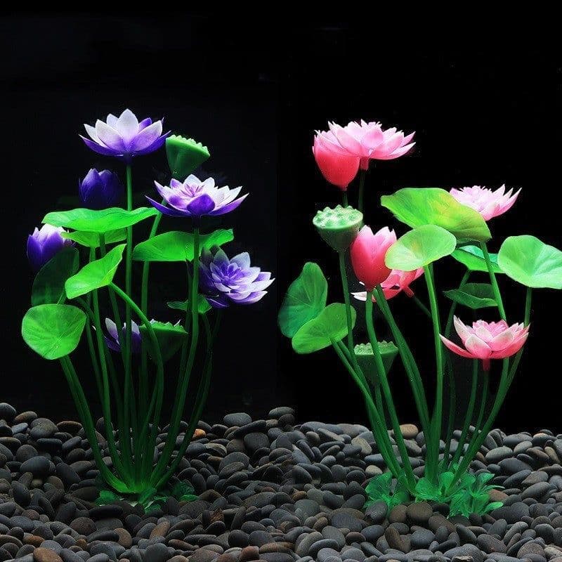 image-Fish Tank Landscaping Lotus Flowers Water Plants And Simulated Plants