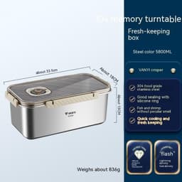 image-Stainless Steel Crisper Sealed Date Food Grade Lunch Box Refrigerator Frozen Household Dumplings Wonton Storage