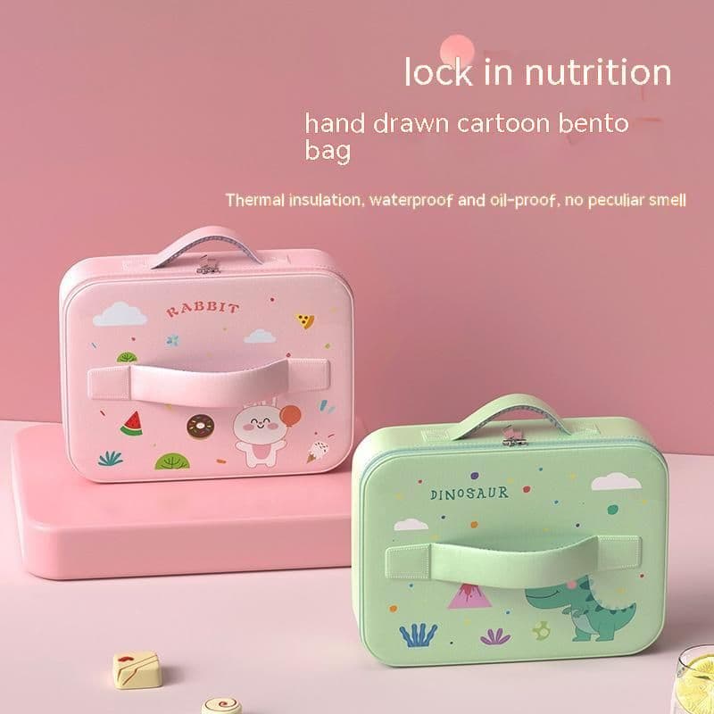 image-Children's Lunch Box Handbag Multi-layer Thermal Insulation Primary School Student Waterproof Handbag