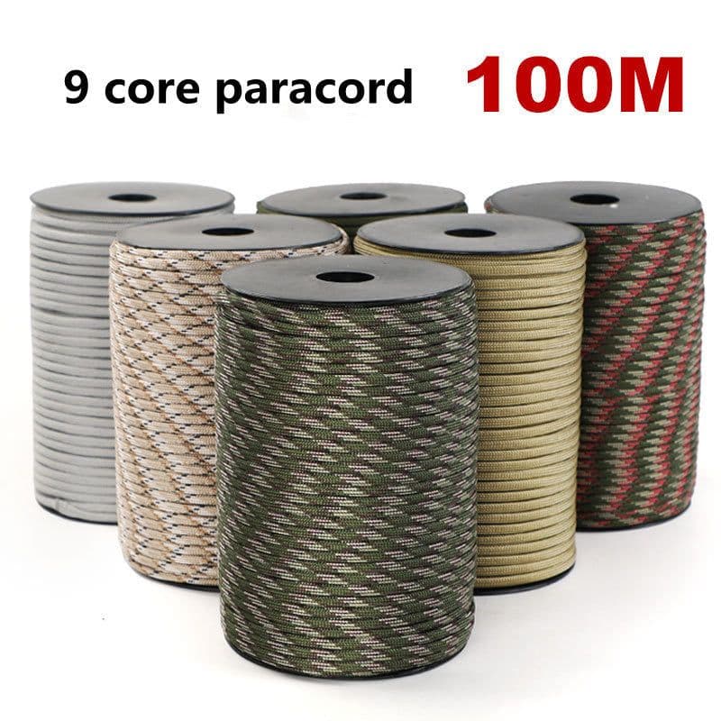 image-100 M Shaft-mounted 9-core Outdoor Mountaineering Camping Emergency Survival Rope