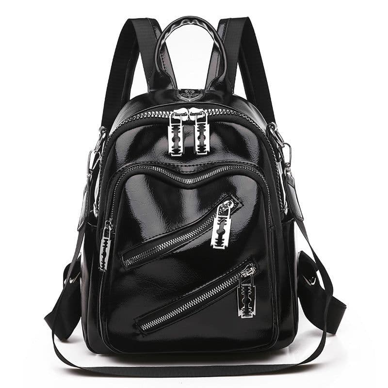 image-Women's Multi-functional Messenger Bag Soft Leather Lightweight Waterproof Large Capacity Backpack
