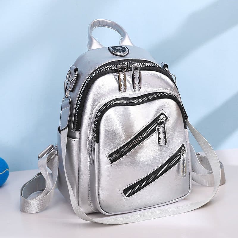 image-Women's Multi-functional Messenger Bag Soft Leather Lightweight Waterproof Large Capacity Backpack