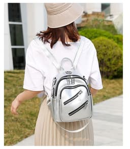 image-Women's Multi-functional Messenger Bag Soft Leather Lightweight Waterproof Large Capacity Backpack