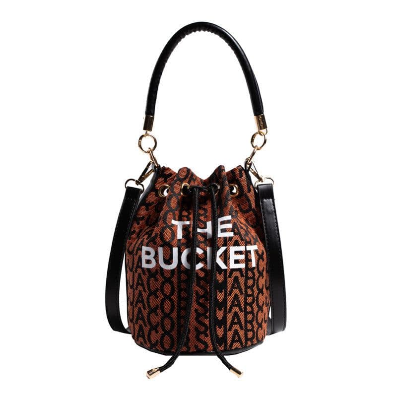 image-Fashion Alphabet Bucket Bag Retro Portable Messenger Bag