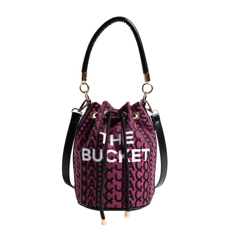 image-Fashion Alphabet Bucket Bag Retro Portable Messenger Bag