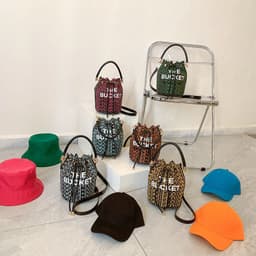 image-Fashion Alphabet Bucket Bag Retro Portable Messenger Bag