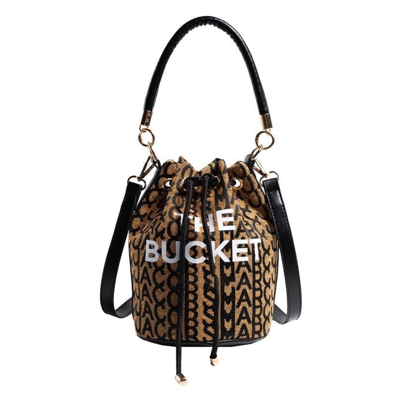 image-Fashion Alphabet Bucket Bag Retro Portable Messenger Bag