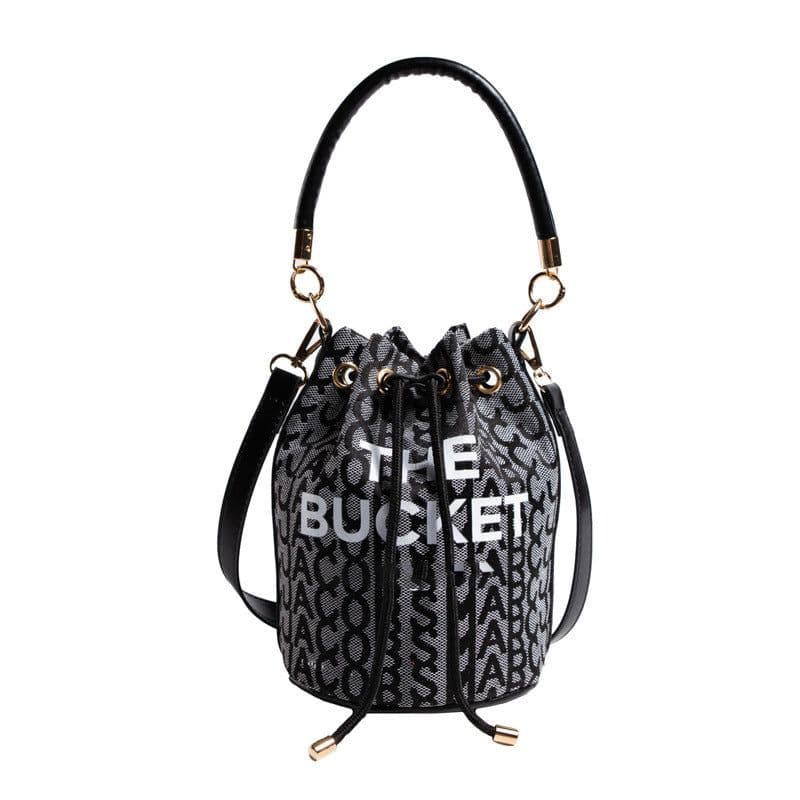 image-Fashion Alphabet Bucket Bag Retro Portable Messenger Bag