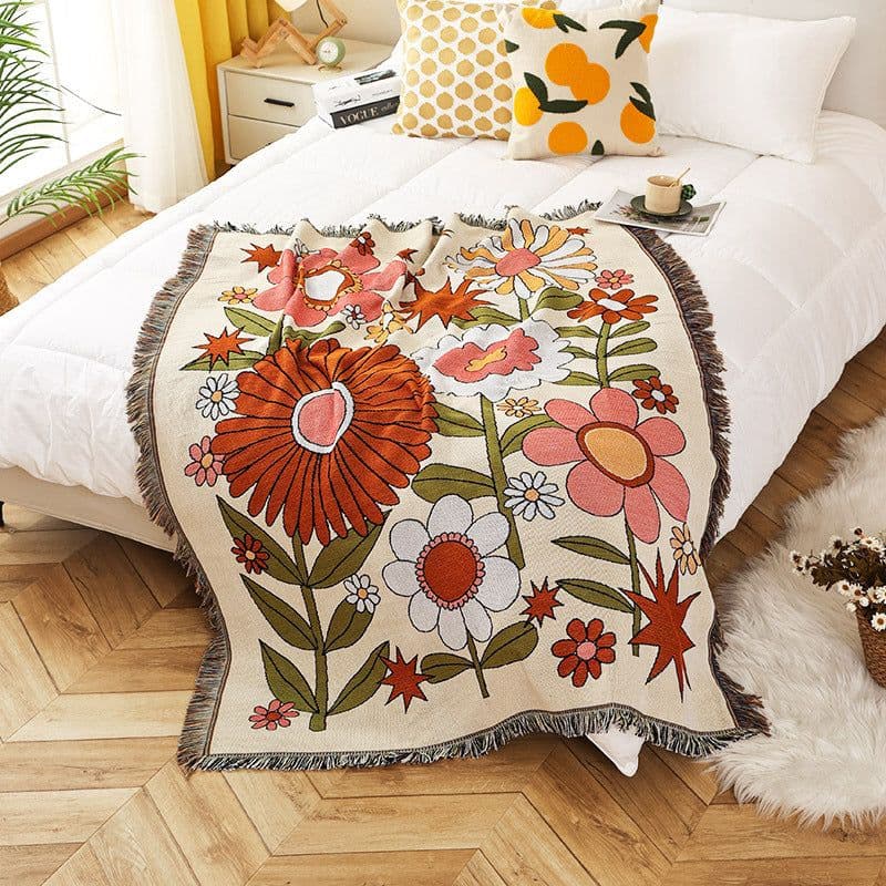 image-Rural Flower Sofa Towel Outdoor Camping Casual Blanket