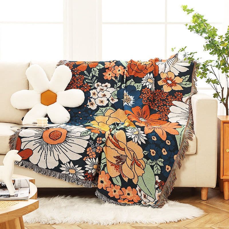 image-Rural Flower Sofa Towel Outdoor Camping Casual Blanket