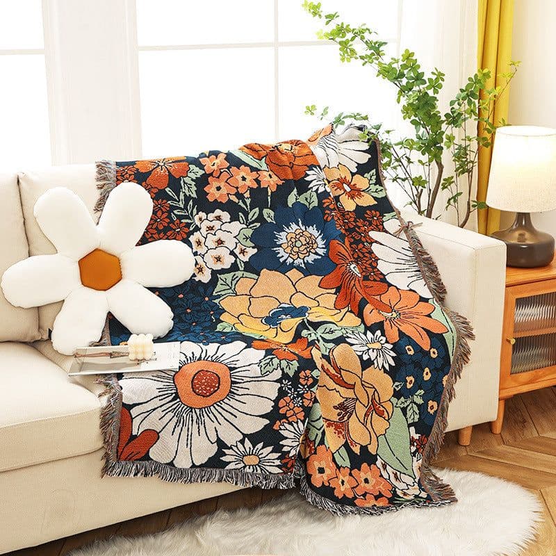 image-Rural Flower Sofa Towel Outdoor Camping Casual Blanket