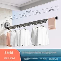 image-Suction Cup Folding Clothes Hanger Indoor Home Balcony Aluminum Retractable Drying Rack No Punching Folding Clothes Hanger
