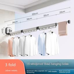 image-Suction Cup Folding Clothes Hanger Indoor Home Balcony Aluminum Retractable Drying Rack No Punching Folding Clothes Hanger