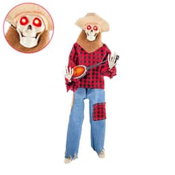 image-Halloween Luminous Skull Skeleton Decoration Guitarist Skeletons With Light Up Eye Horror Glowing Skeleton For Halloween Party Decor