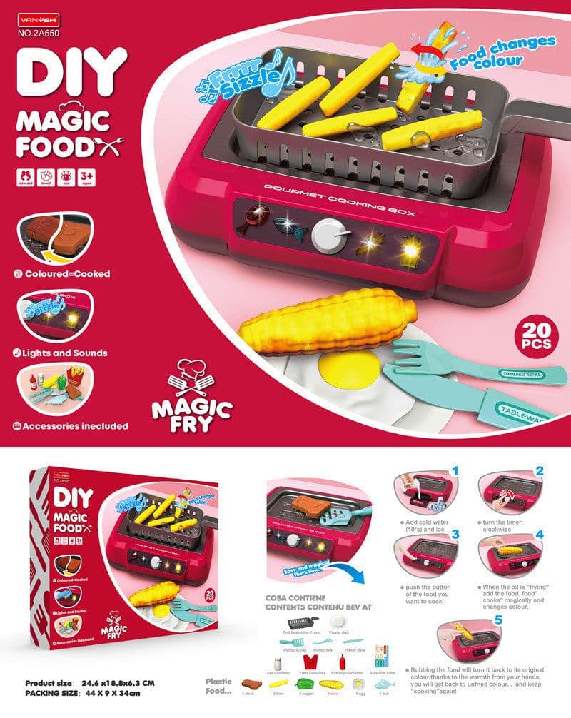 image-Induction Kitchen Cooking Toys Diy Children's Play House Toy Food Recognize Change Color Toys Kids Gifts