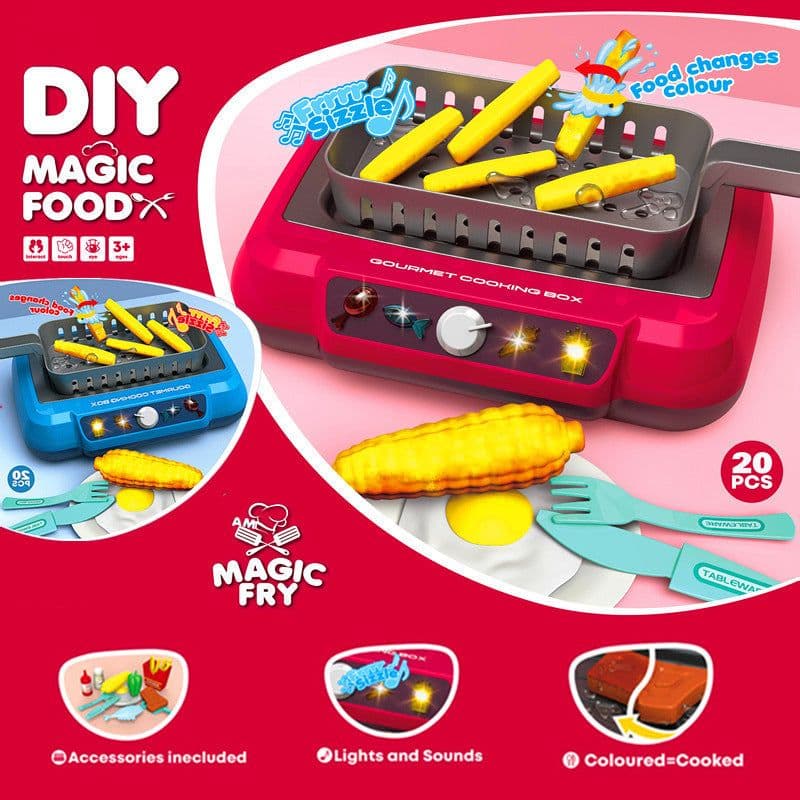 image-Induction Kitchen Cooking Toys Diy Children's Play House Toy Food Recognize Change Color Toys Kids Gifts