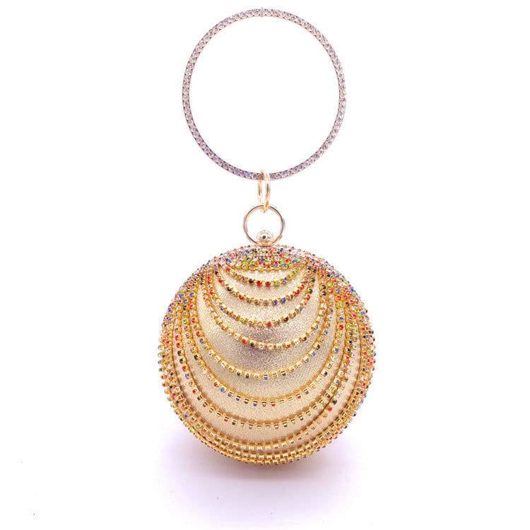 image-Small Round Spherical Dinner Bag Versatile Handheld Dress Garment Bag Cosmetic Bag