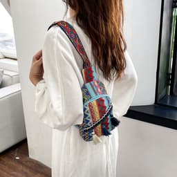 image-Shoulder Messenger Bag Internet Celebrity Minimalist Ethnic Style Small Bag Textured Chest Bag Women's Bag